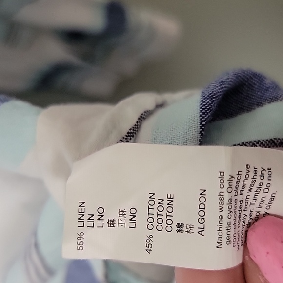 Gap Coastal Grandma linen blend striped button down shirt XXL - Picture 5 of 7